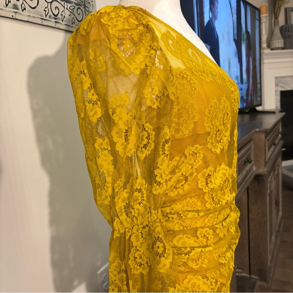 For Love And Lemons Yellow Asymmetrical Bodycon Dress - Picture 3 of 7